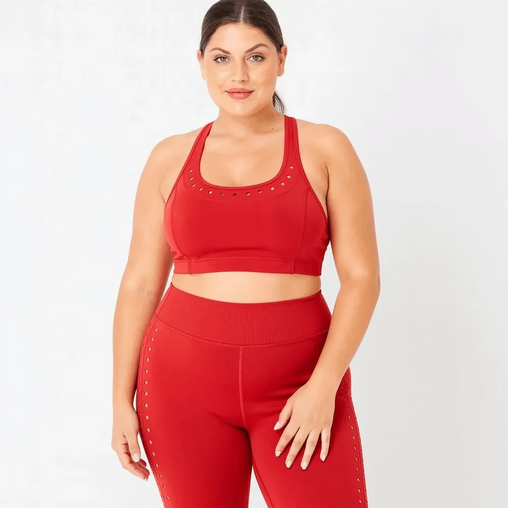 New Gigi C Annabelle Sports Bra Crop Top L Red